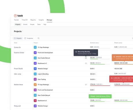 Project listing page